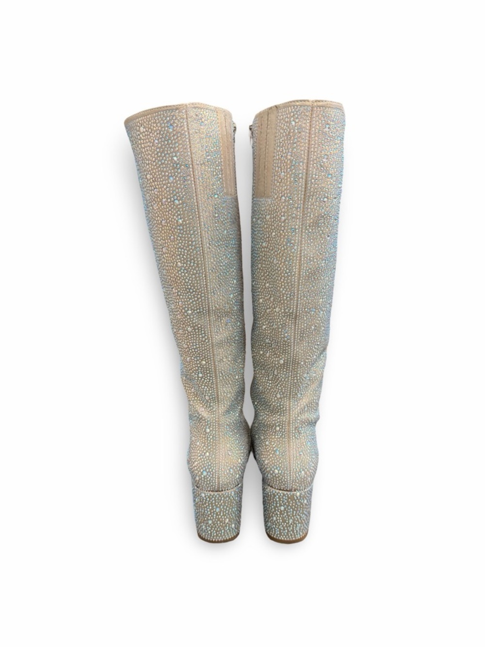 Wetkiss Iridescent Crystal Rhinestone Chunky Heel Knee High Boots Size 6.5 - Picture 4 of 8
